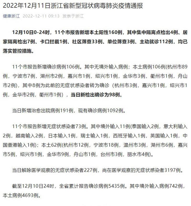 浙江新增11例本土确诊病例（浙江新增11例新冠）