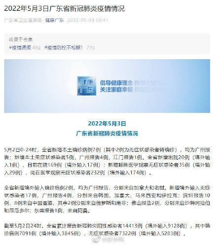 广东新增5例本土无症状感染者情况