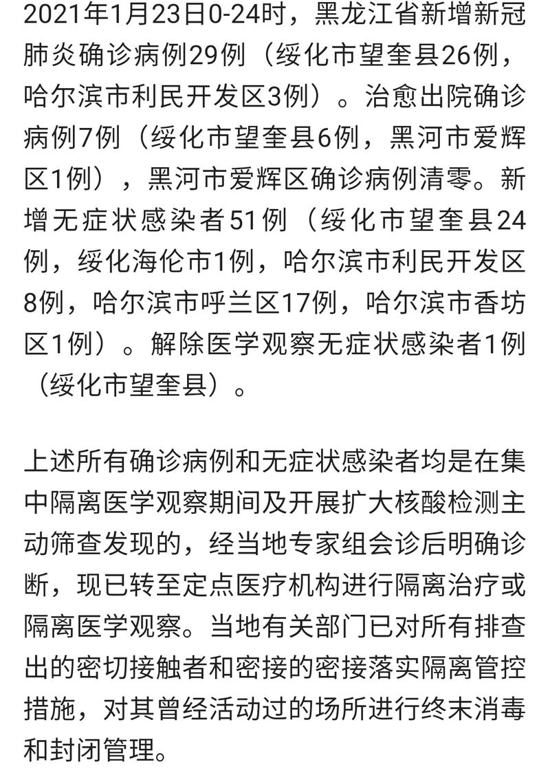 黑龙江疫情最新消息 新增本土确诊与无症状情况