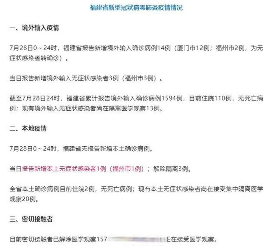 福州疫情今天新增多少例？最新疫情消息通报